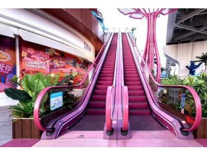 迅達(dá)粉色扶梯，綠色出行！