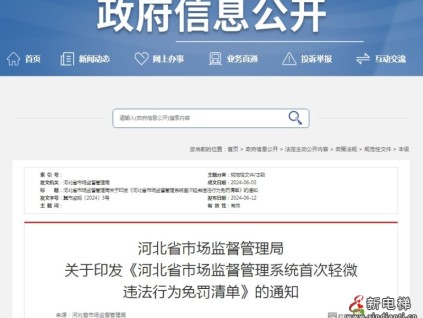 河北省市場監(jiān)督管理領(lǐng)域首次輕微違法行為免罰清單